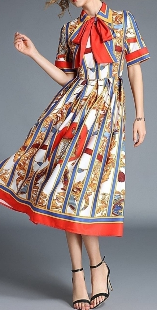 LAI Meng Five Cats Paisley Print Shirt Dress